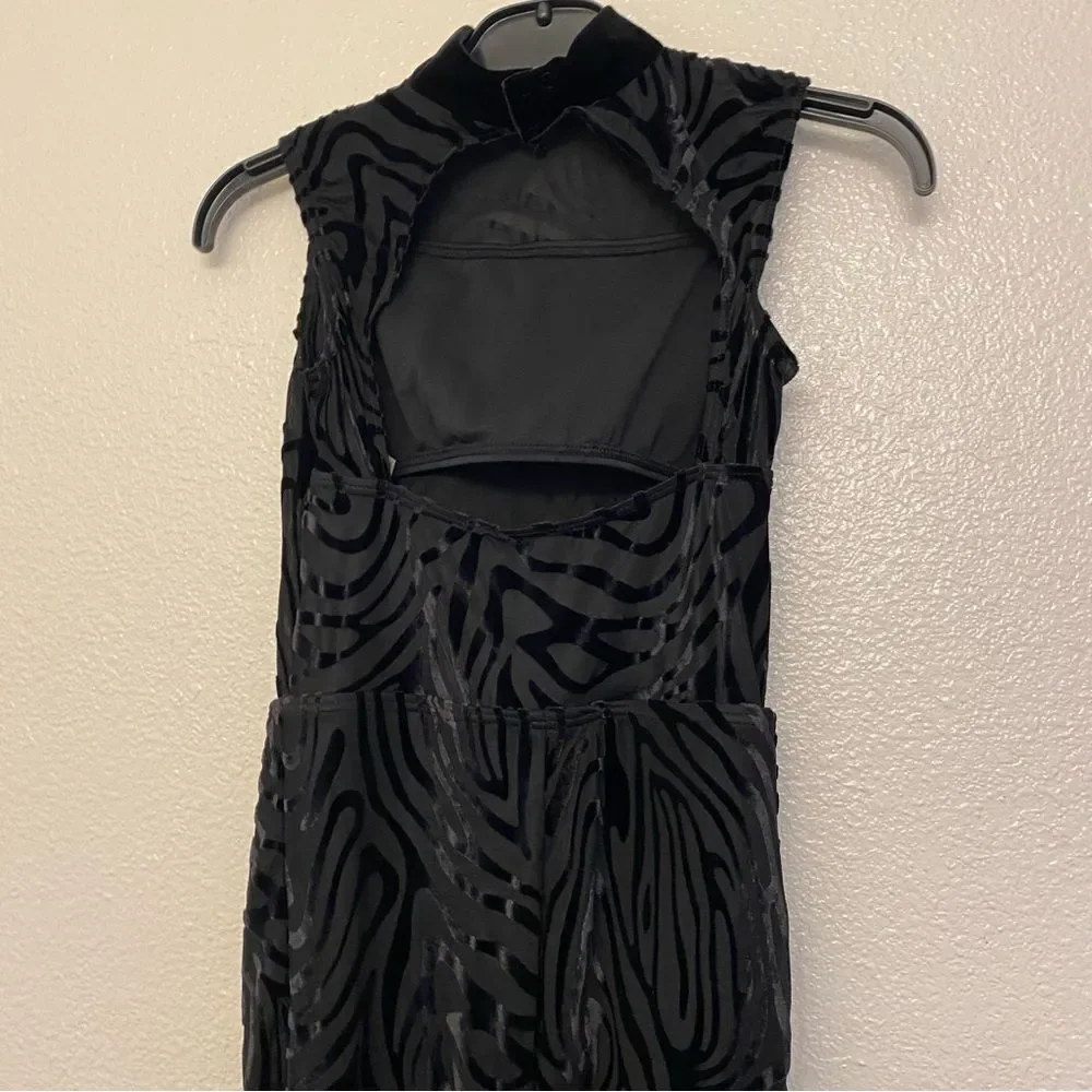 WEISSMAN Elite Dance Costume black Burnout Animal Mesh Unitard NV11636 IC 7/8
